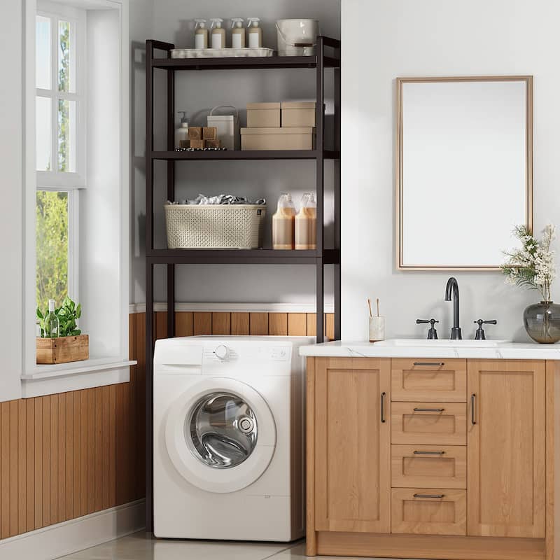 Over The Toilet Storage, 3-Tier Bamboo Bathroom Organizer with Adjustable Shelf