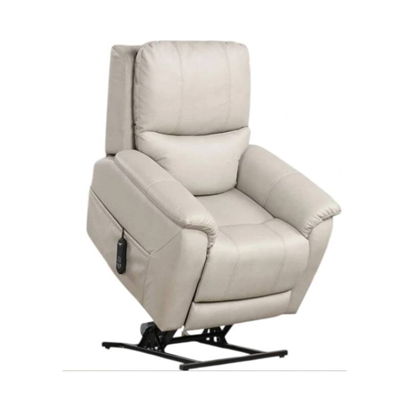Lift Chair with Power Headrest, Light Gray Faux Leather, USB Charging
