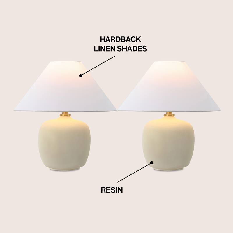Delphi 18.25" Minimalist Scandinavian Resin/Iron LED Table Lamp (Set of 2), by JONATHAN Y