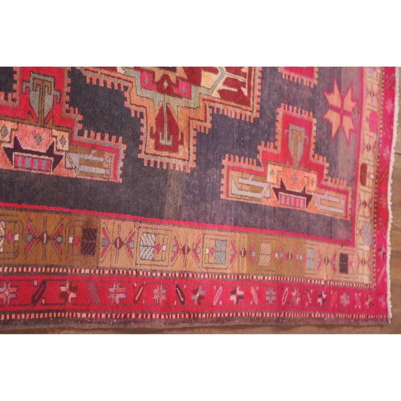 Hand Knotted Oriental 100% Wool Carpet Traditional Geometric Greys & Charcoal Meshkin Runner Rug - 10' 3'' X 3' 10''