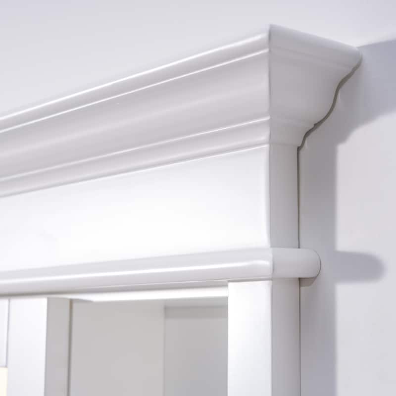 32''H Recessed Mount Solid Wood Framed Medicine Cabinet With Mirror And Shelves