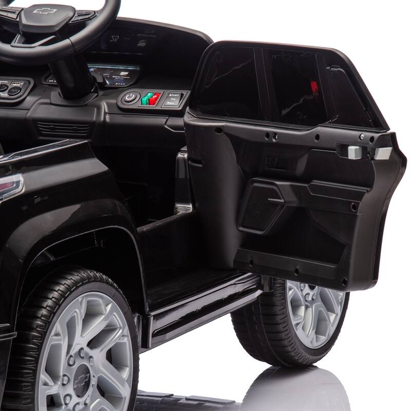 24V Licensed Chevrolet Silverado EV Ride-On Car for Kids with Slow Start, LED Lights, Bluetooth, USB, MP3, and Remote Control