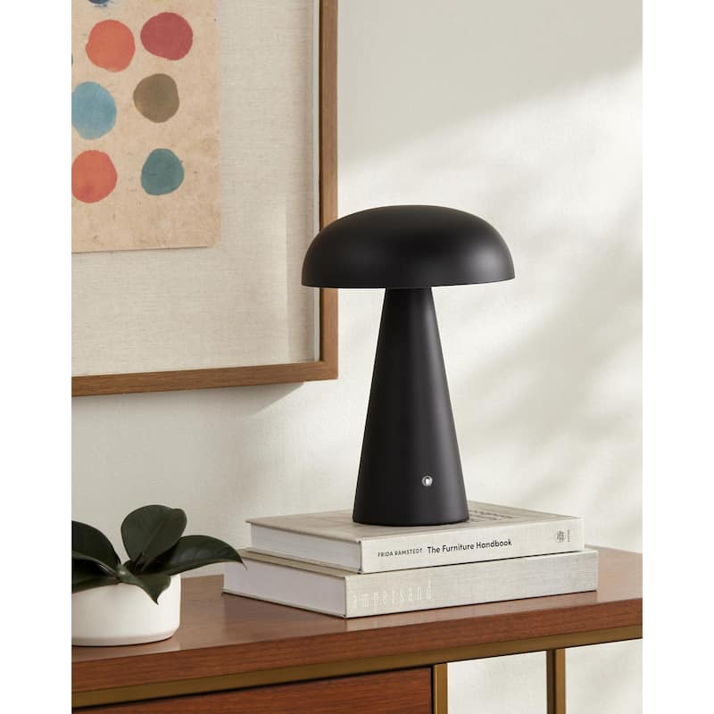 Livabliss Umbra Modern Accent Table Lamp - 12"H x 8"W x 8"D - Black