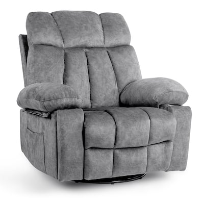 Massage Swivel Rocker Recliner Chair, Ergonomic Lounge Chair with Rocking Function and Side Pocket, USB Charging Port