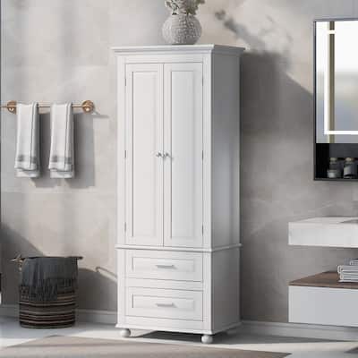 Bathroom Storage Cabinet, Freestanding Storage Cabinet with Adjustable Shelf & Storage Drawers, Tall Linen Tower for Bathroom