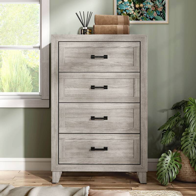 Furniture of America Holland Washed White Melamine Top 4-Drawer Chest