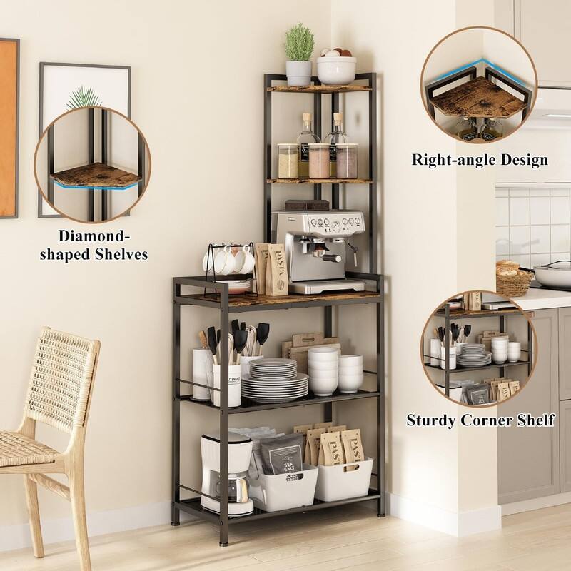 5 Tier Corner Shelf Stand - 24"D x 12"W x 55.7"H