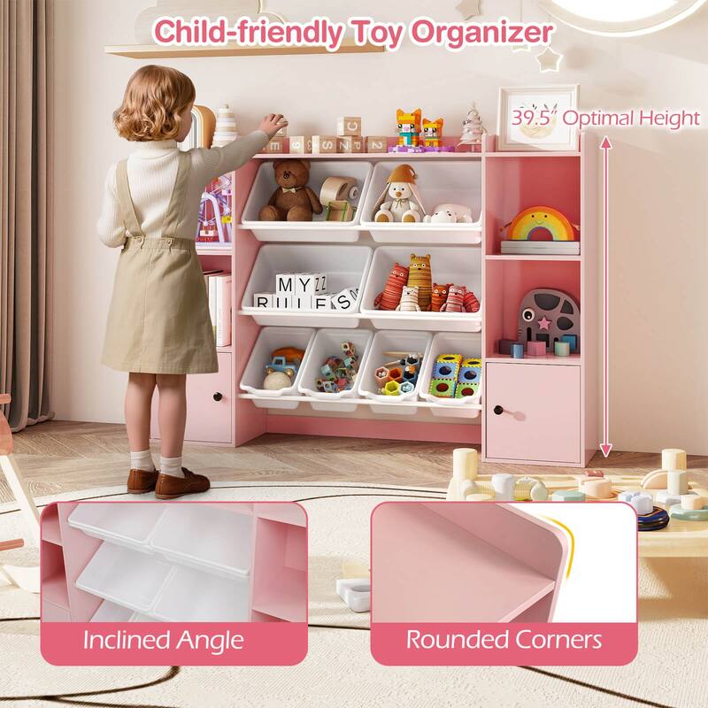 Costway Kids Toy Storage and Bookshelf with 8 Boxes Open Shelves & 2 - See Details