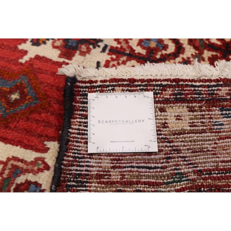 ECARPETGALLERY Hand-knotted Andelz Cream, Red Wool Rug - 2'8 x 10'6