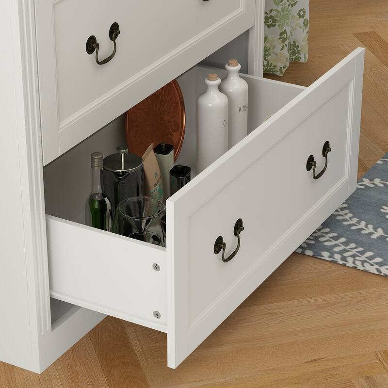 78.7" Combo Buffet Bookcase Storage Cabinet Glass Bookshelf Display