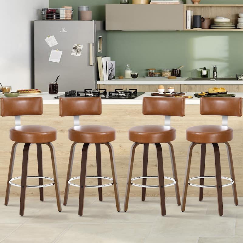 Faux Leather Upholstered Swivel Counter/ Bar Stools Set of 1/2/4