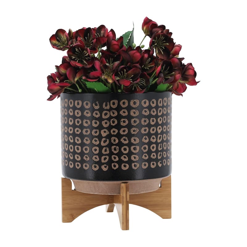 10-inch Ceramic Planter On Stand