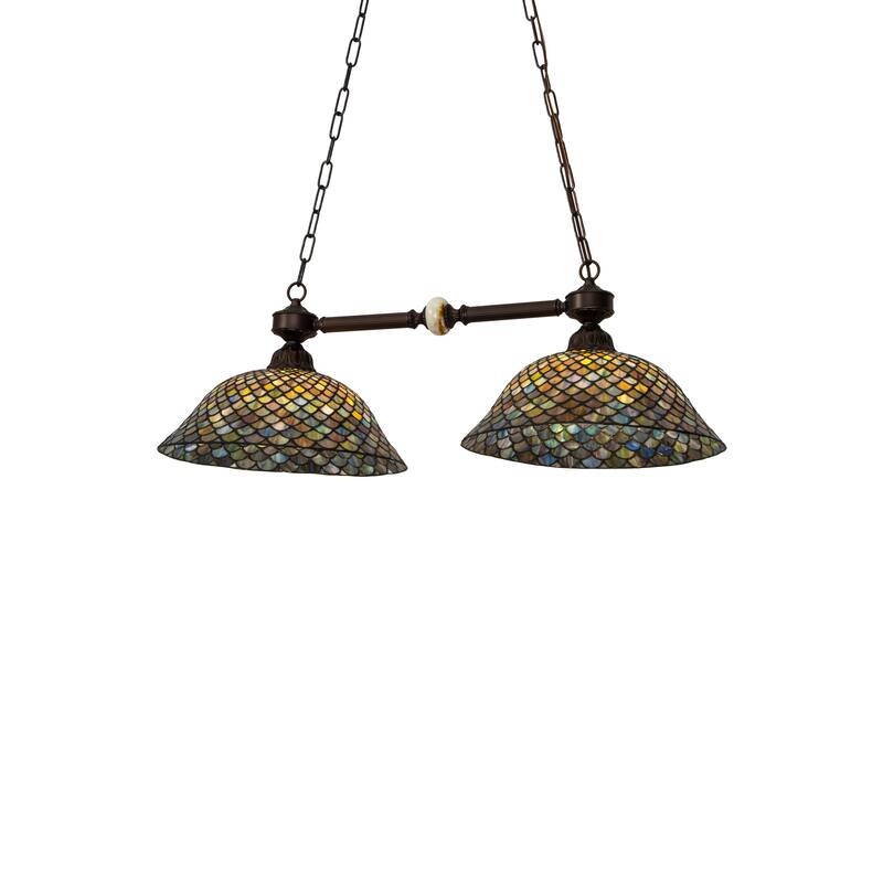 37 In. Long Tiffany Fishscale 2 Light Island Pendant