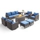preview thumbnail 99 of 104, Gymojoy Outdoor Fire Pit Conversation Set, Patio Furniture with Cushions 9 PCS - Brown Wicker / Blue Cusion