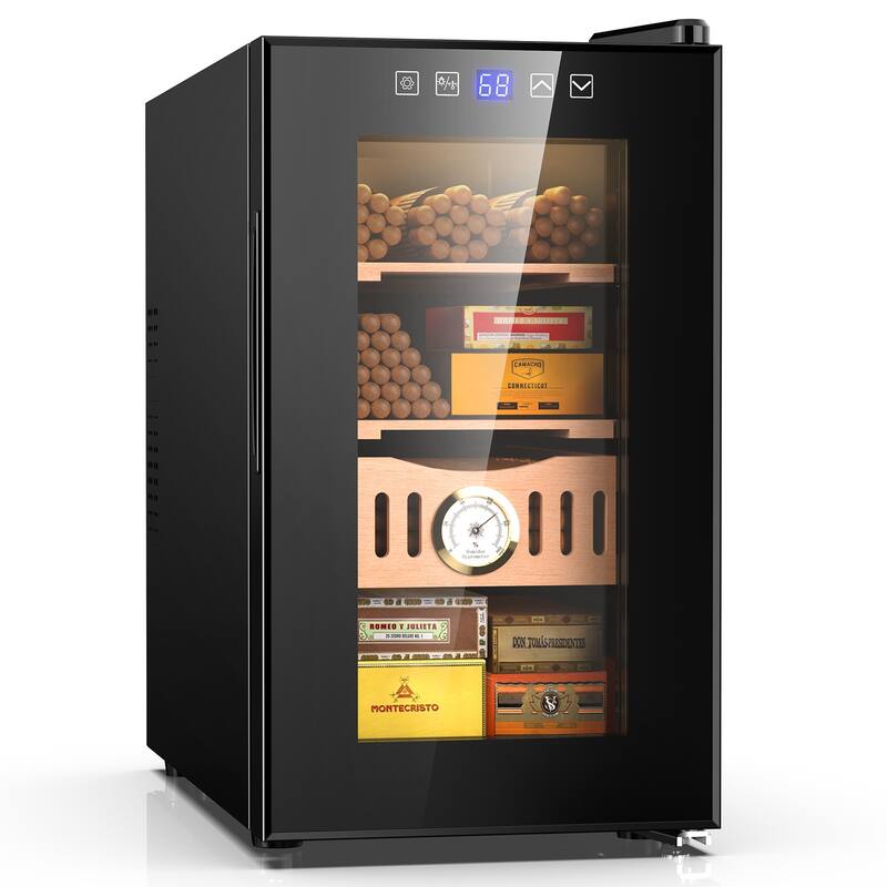Electric Cigar Humidor With Cooling Temperature Control, with Spanish Cedar Wood Shelves & Hygrometer - 25L cooler humidor