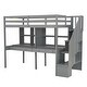 preview thumbnail 12 of 17, Gray Twin Size Solid Wood Loft Bed with Storage Staircase, Desks, and Shelves