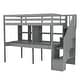 preview thumbnail 11 of 37, Twin Size All-in-One Loft Bed with Double Desk and Shelves, Storage Staircase, Guardrails, Wood Slat Support for Bedroom Dorm