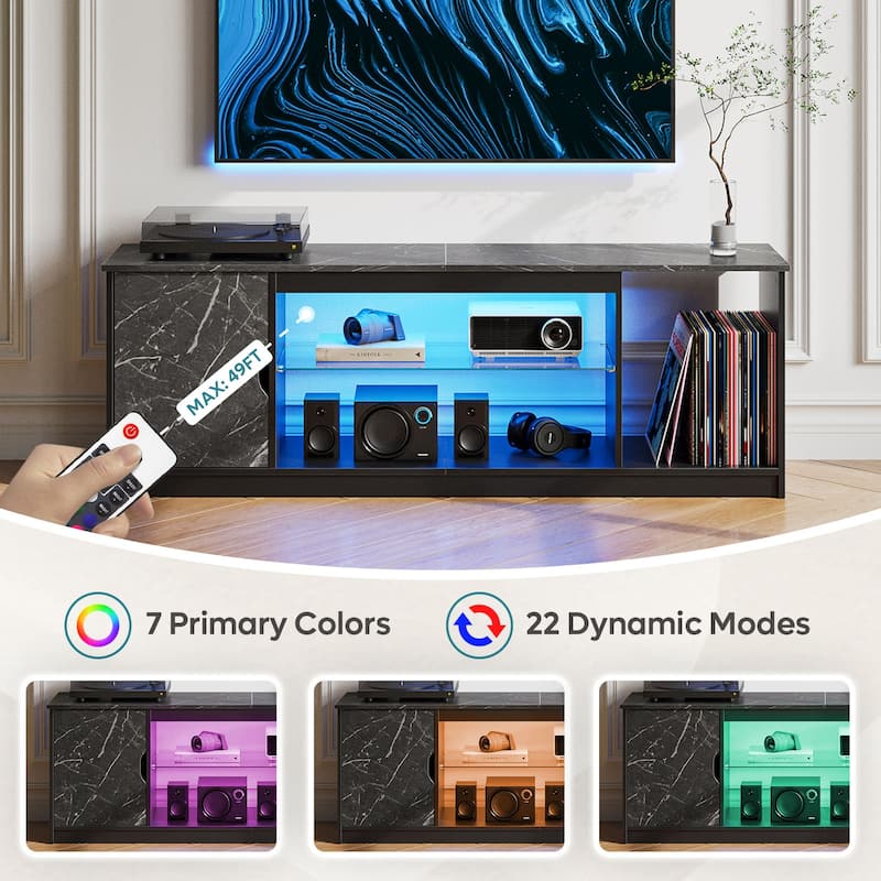Modern TV Stand for up to 65" TVs Gaming Entertainment Center with Adjustable Shelves for PS5 - 58 inches
