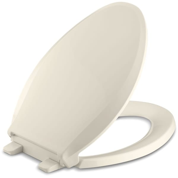 Kohler K-4636 Cachet Q3 Elongated Closed-Front Toilet Seat with Quiet-Close Technology, Quick-Attach Hinges & Grip-Tight Bumpers