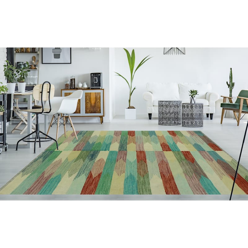 Hand-Woven Winchester Kilim Reyhaneh Ivory/Blue Rug - 5'1" x 6'7"