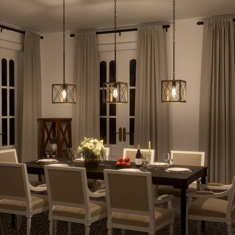 Kiro 1-light Modern Farmhouse Rectangle Pendant Light with UL Certified