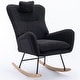 preview thumbnail 39 of 48, Modern Living Room Teddy Fabric Rocking Chair with Pocket and Headrest, Dark Green