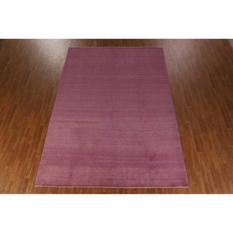 Hand Knotted Oriental 100% Wool Carpet Modern Solid Purples Gabbeh Area Rug - 11' 5'' X 8' 0''