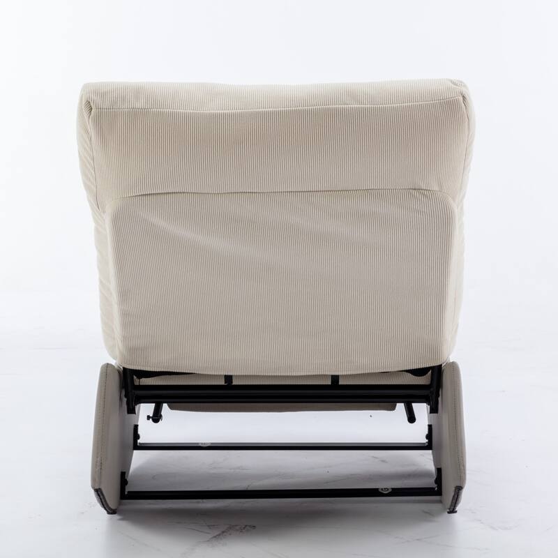 Corduroy Rocking Recliner Chair with Adjustable Back & Ottoman