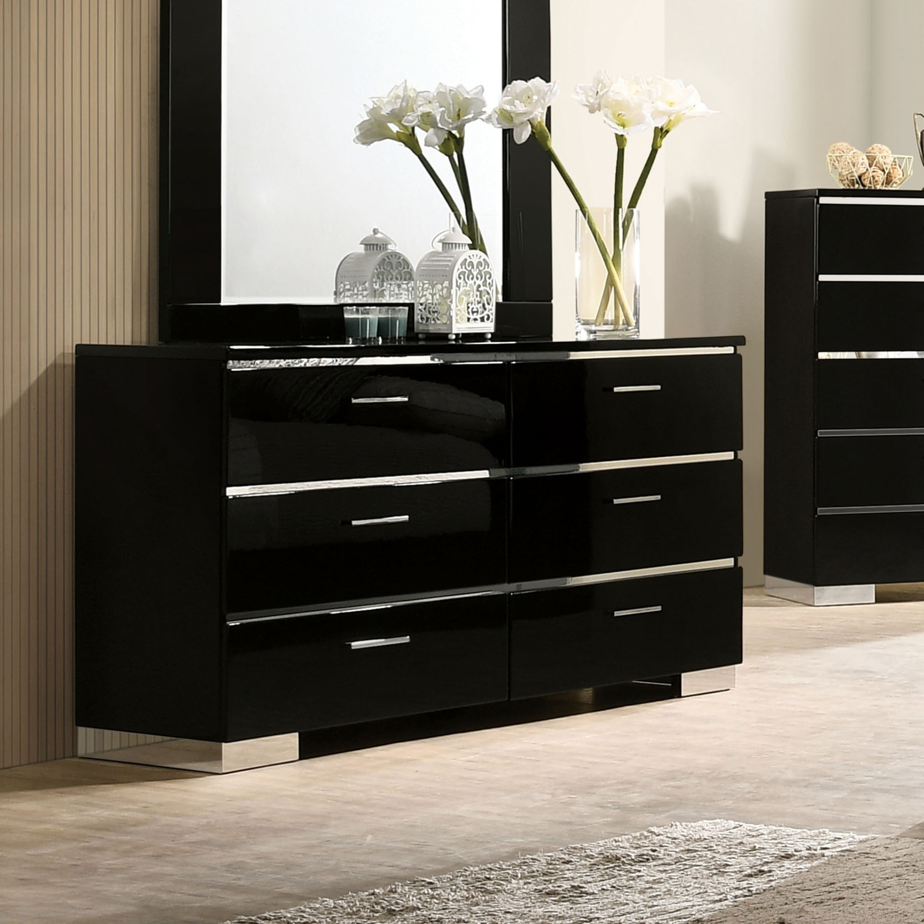 Furniture of America Lofa Contemporary Black 56-inch Wide Wood Dresser with 6-Drawer