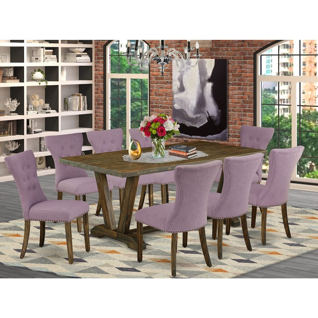 9-Piece Dinette Set - Parson Chairs & Rectangular Table - Solid Wood Dining Room Furniture