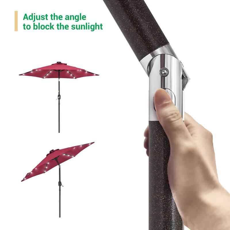 LIVOOSUN Patio 7.5 Feet Market Solar LED Light Umbrella