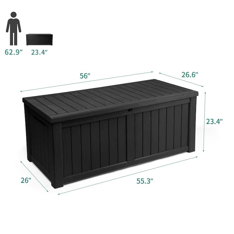 90-230 Gallons Large Resin Water Resistant Lockable Deck Box