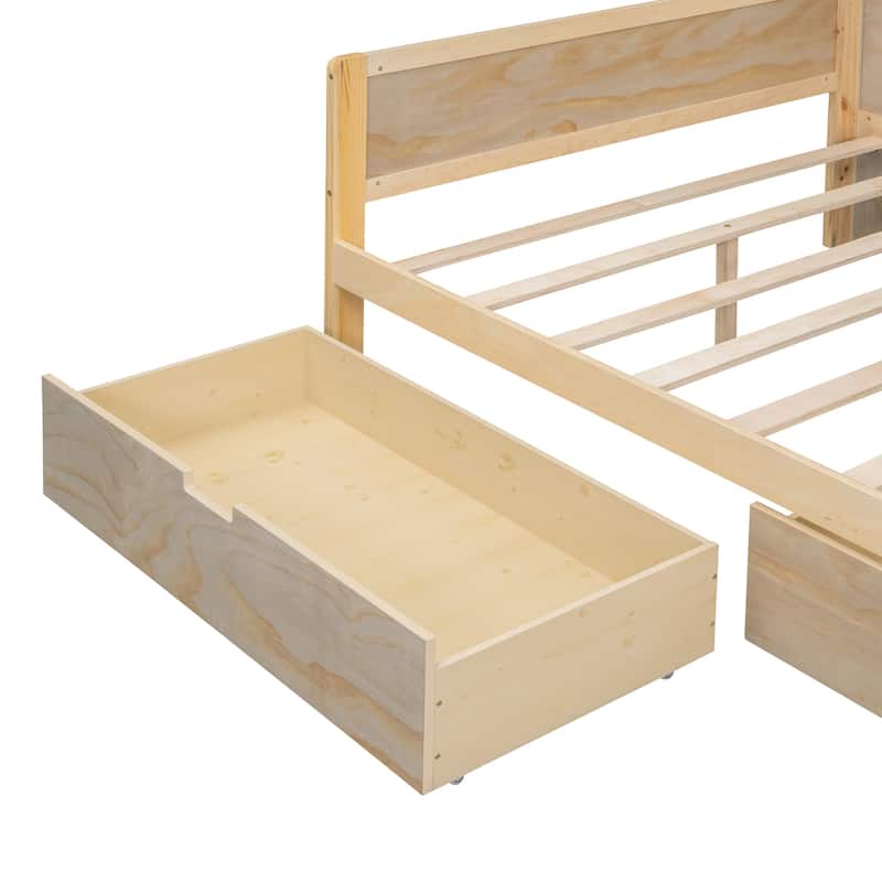 Multi-functional Wooden Full Size Daybed with Storage Shelves, Drawers, and Study Desk