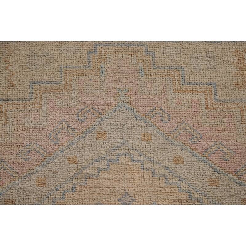 Vegetable Dye Oushak Oriental Runner Rug Handmade Wool Carpet - 3'0"x 9'7"