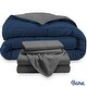 preview thumbnail 35 of 45, Bare Home Down Alternative Reversible Bed-in-a-Bag Dark Blue/Grey, Grey - King