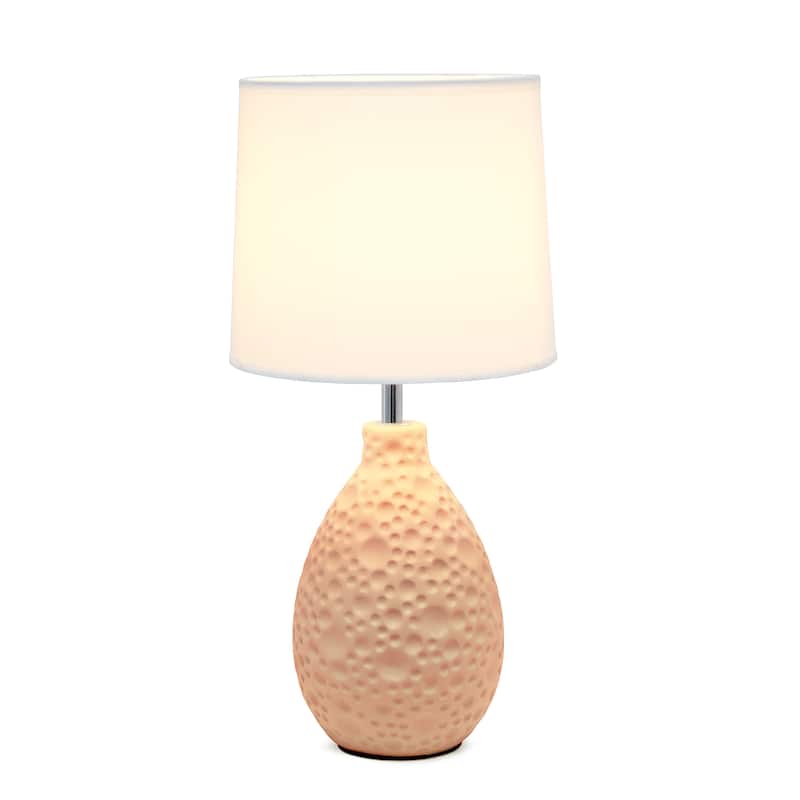 14.17" Textured Tear Drop TableLamp with White Fabric Shade