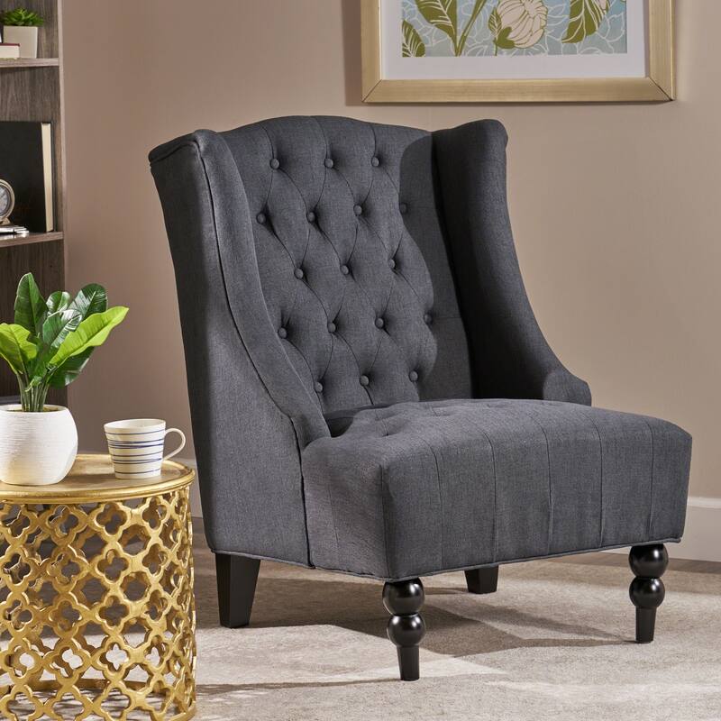 27.5" High Back Button Tufted Club Chair
