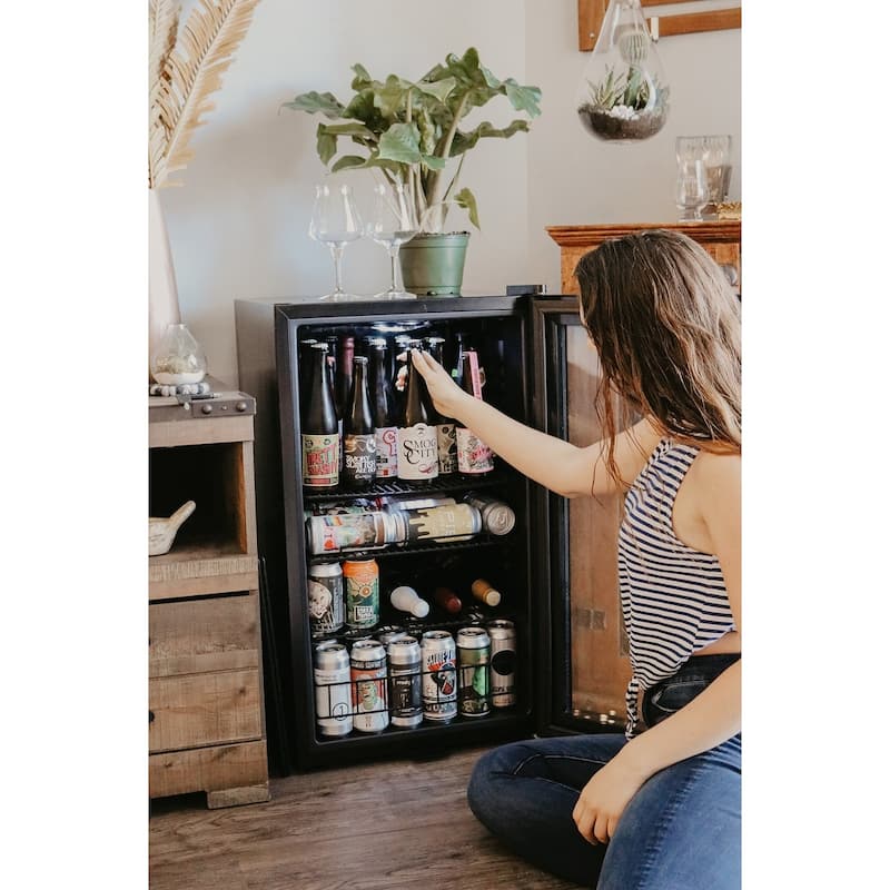 Newair 126 Can Freestanding Beverage Fridge in Onyx Black with Adjustable Shelves