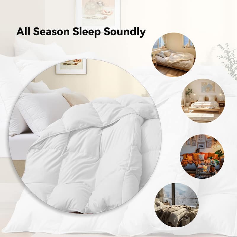All Season Medium Warmth White Feather Down Comforter Duvet Insert On