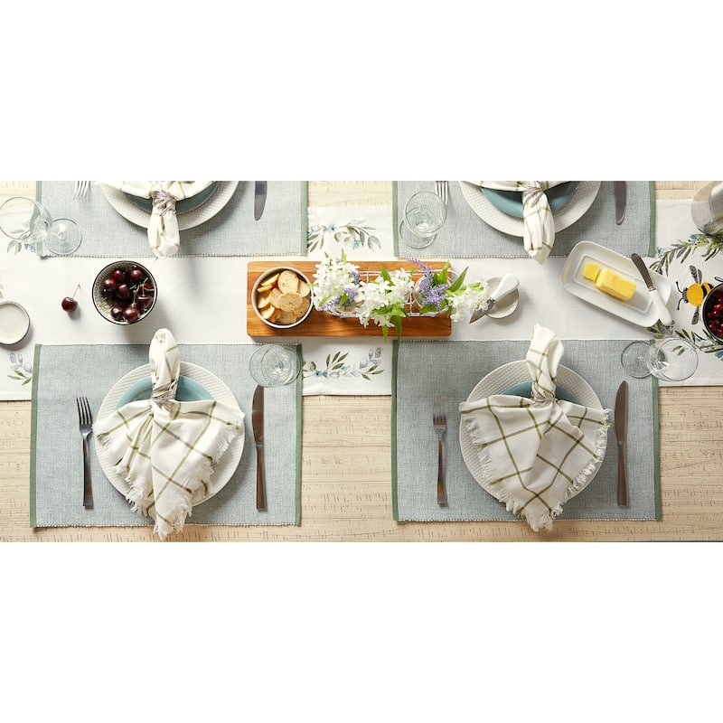 DII French Blue Eco-Friendly Chambray Fine Ribbed Placemat 6 Piece