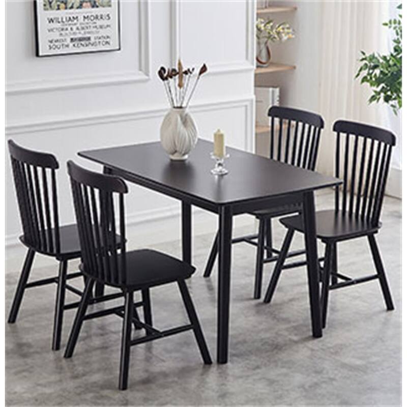 47-inch Dining Table Black Solid Wood Kitchen Table Dining Table