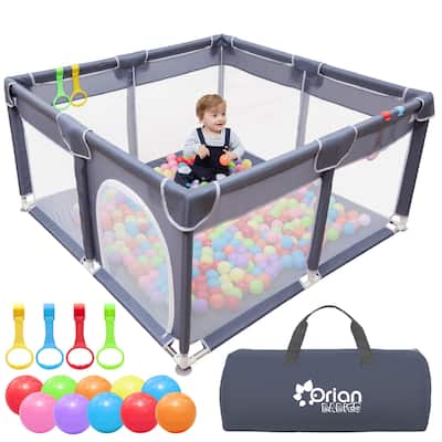 Baby Playpen 50x50 Large Playpen for Babies and Toddlers, Oxford Fabric, Indoor & Outdoor Play Pen, 10 Colorful Balls