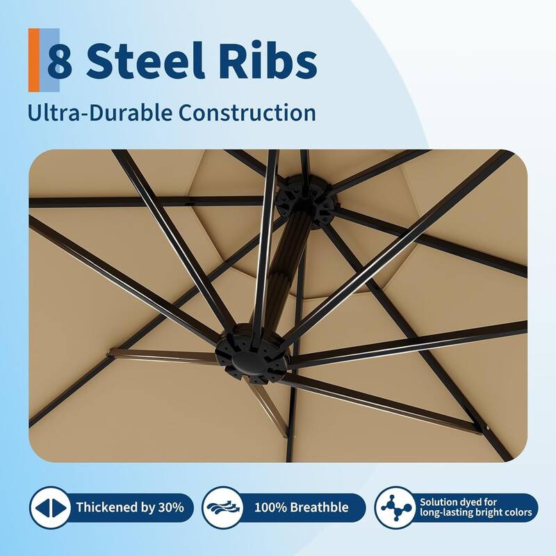 10FT UV Protection Cantilever Umbrella Outdoor Patio