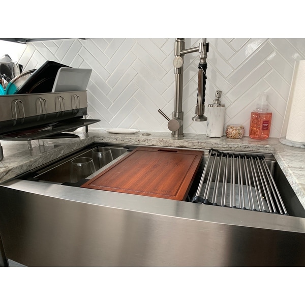 Top Product Reviews For Ruvati 33 Inch Apron Front Workstation Farmhouse Kitchen Sink 16 Gauge Stainless Steel Single Bowl Rvh9200 33 X 22 7029885 Overstock