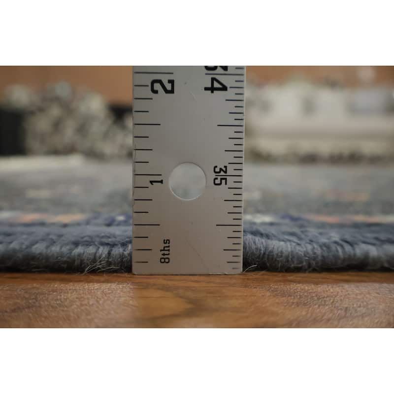 Hand Knotted Oriental 100% Wool Carpet Traditional Tribal Navy Blue & Blues Bokhara Area Rug - 5' 11'' X 4' 2''