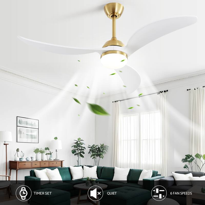 Sofucor 45 Inch Ceiling Fan with Light and Remote,Indoor/Outdoor with 3-Timer,Low Profile Quiet for Bedroom Living Room Patio