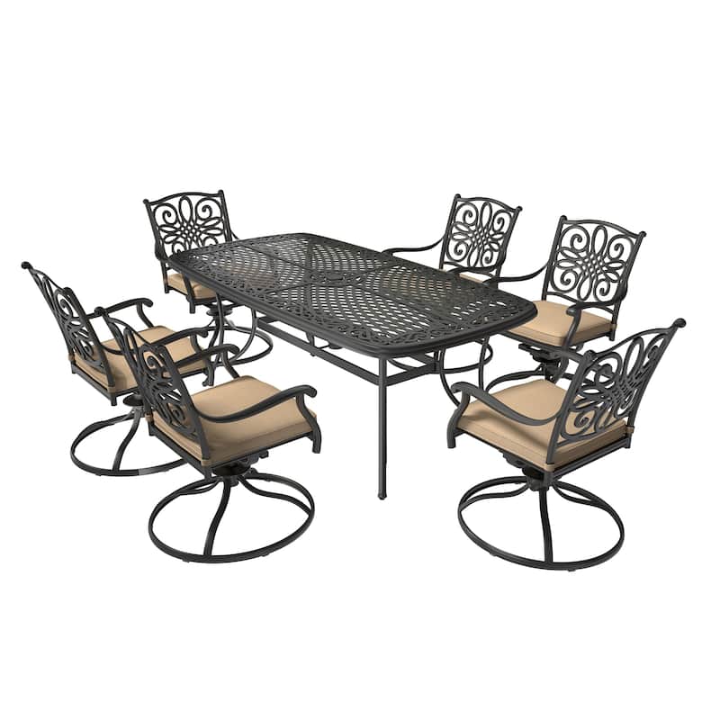 Clihome Outdoor Dining Set 7-piece Cast Aluminum Dining Table Set