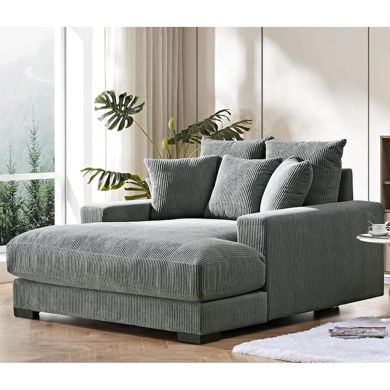 Upholstered in Soft Corduroy Fabric with Removable Cushions, Sofa for Living Room and Bedroom - Grey
