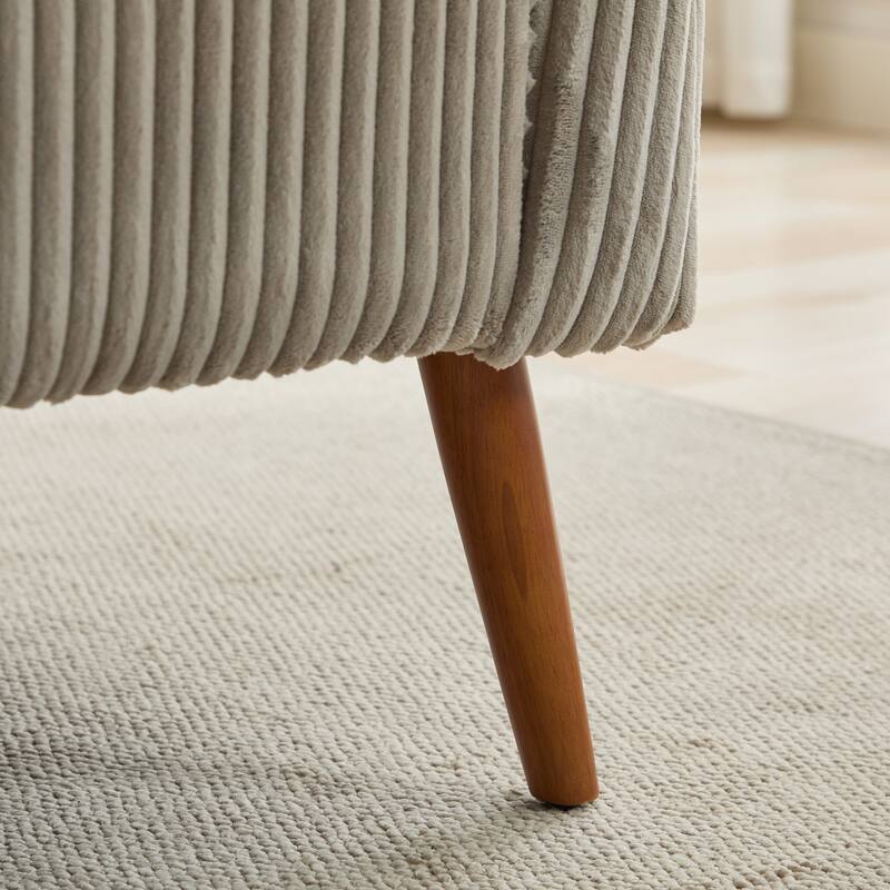 Corduroy Loveseat Couch Sofa, Upholstered Lounge Couch with Wooden Walnut Legs 2-seat Armchair for Living Room