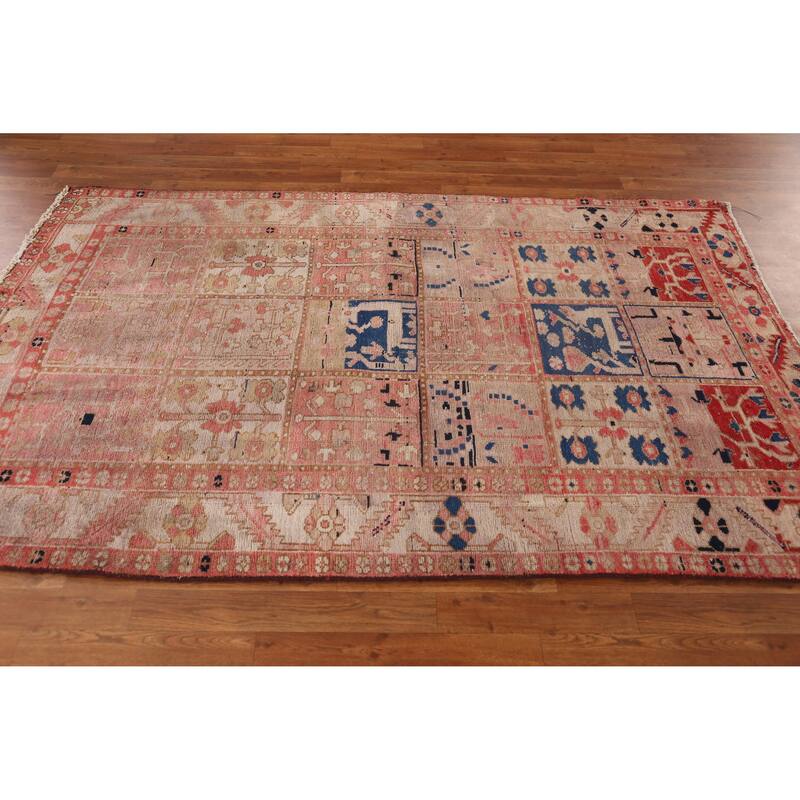 Hand Knotted Oriental 100% Wool Carpet Traditional Geometric Pink Bakhtiari Area Rug - 7' 5'' X 4' 7''